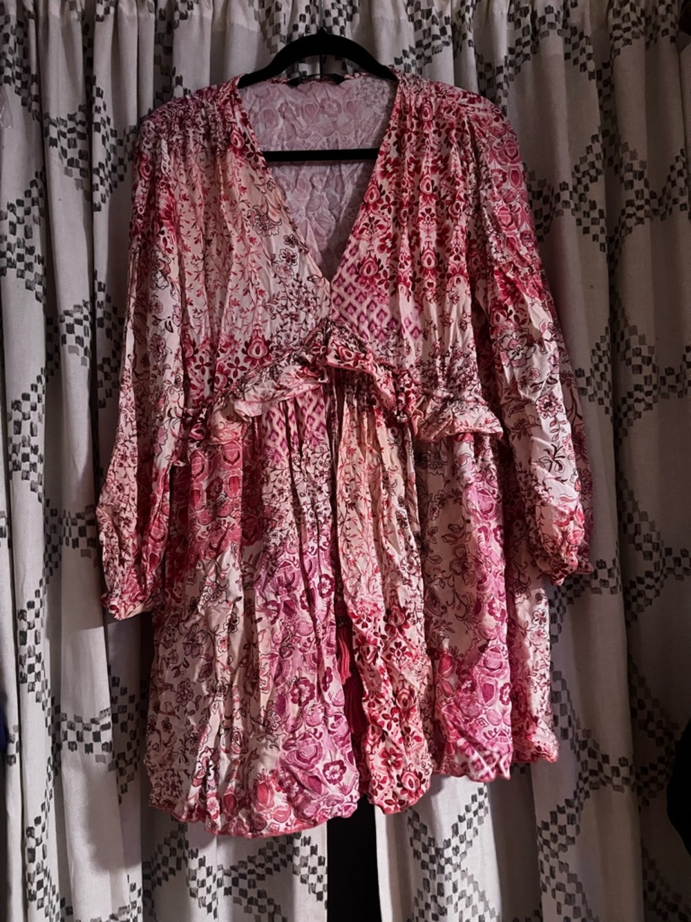 Zara Pink Floral Paisley V-Neck Tunic